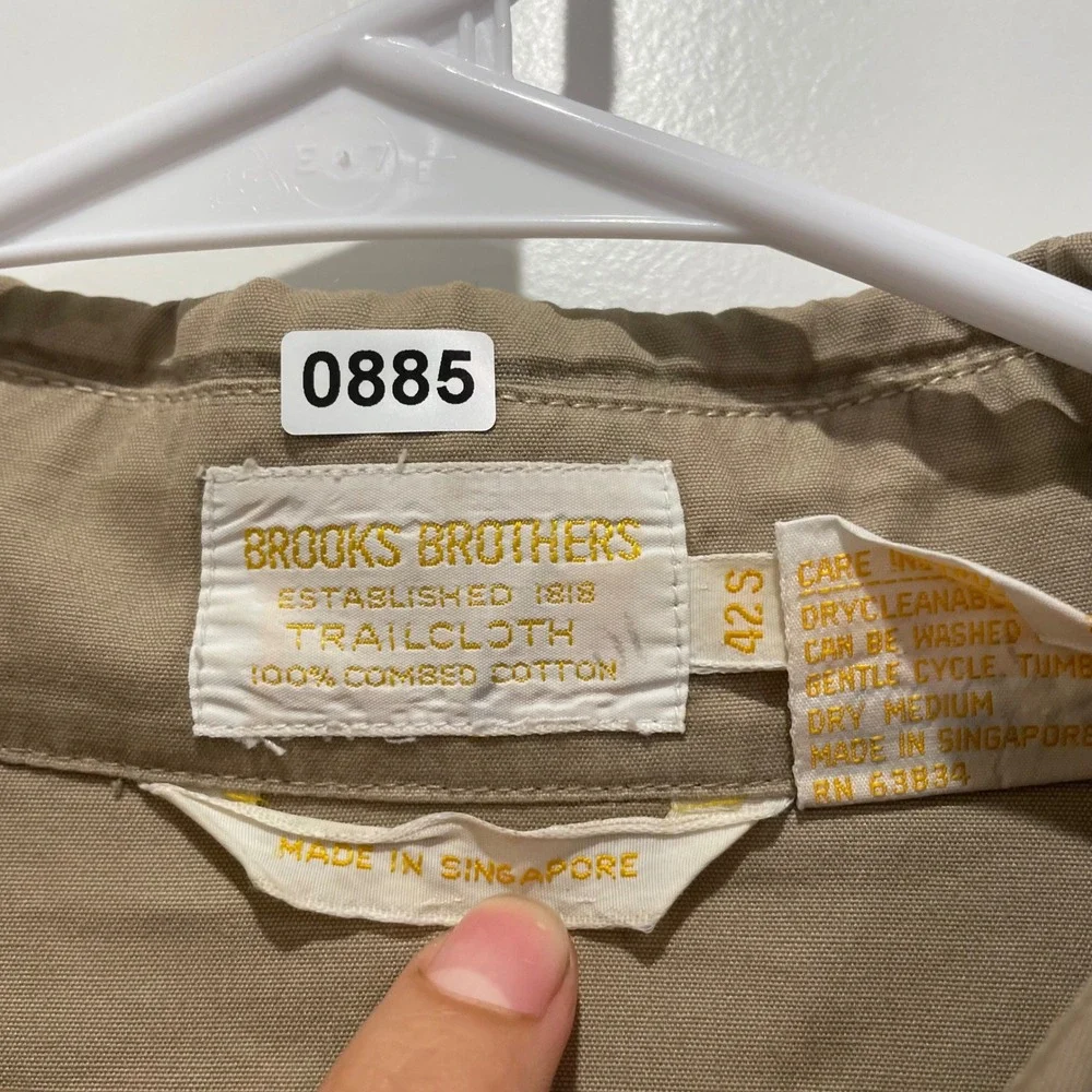 Brooks Brothers Vintage Trailcloth Safari Jacket 42S Khaki Tan Cotton Field Coat